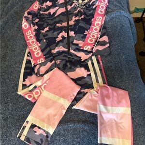 Adidas Pink and Navy Camo Athletic Set